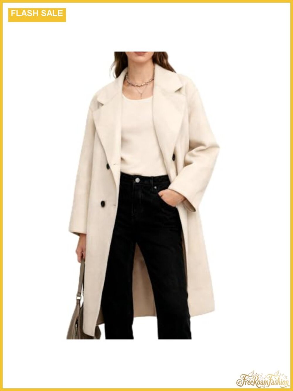 Women's Double Breasted Wool Blend Long Coat Peacoat Winter Fall Trench